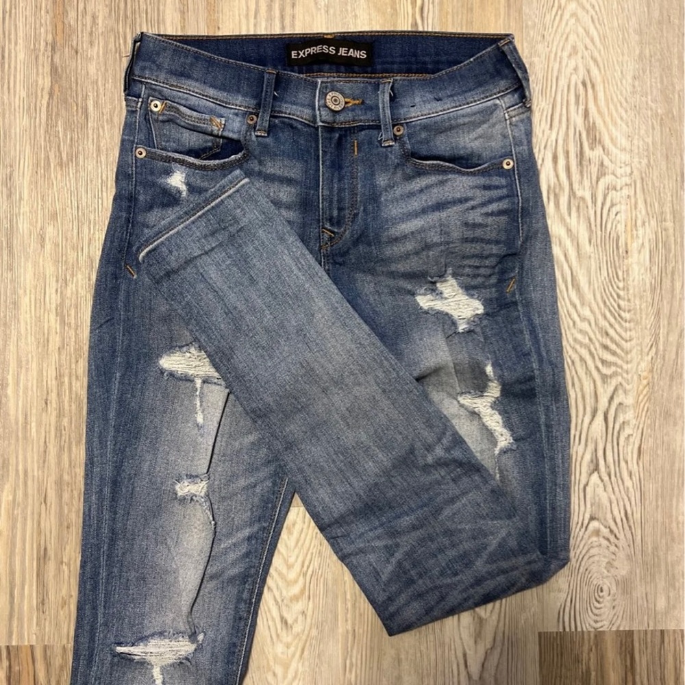 Express Mid Rise Jeans, Size 2R